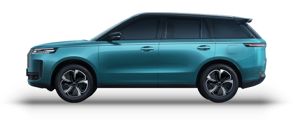 Jaecoo J5 EV in Alpine Green, side profile