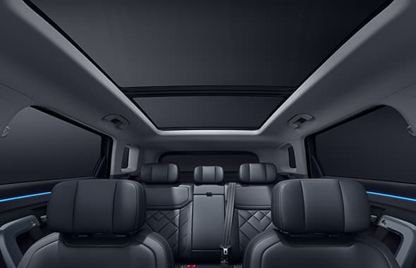 Jaecoo J7 rear cabin under the panoramic sunroof