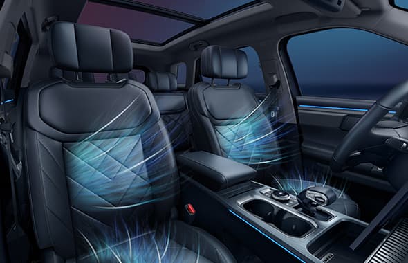 Jaecoo J7 front seats with ventilation airflow