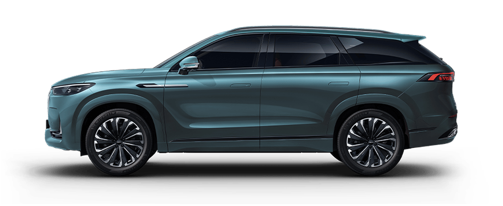 Jaecoo J8 in Olive Grey, side profile